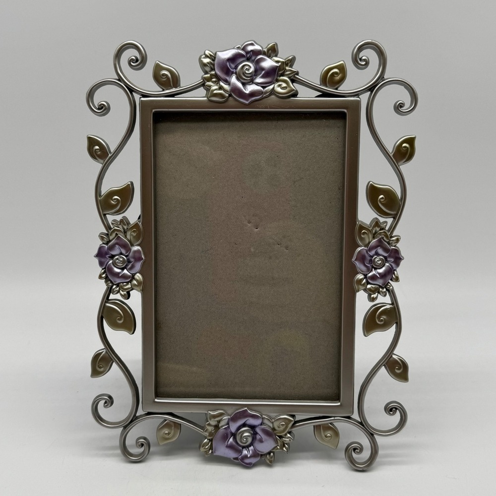 Connoisseur Silver Pewter Metal Floral Vine Scroll 5x7 Picture Frame Ornate